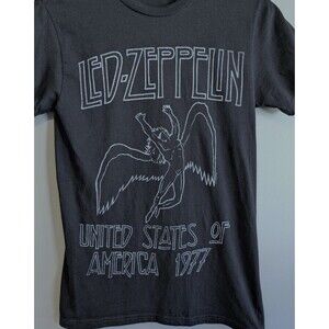 Led Zeppelin Shirt Mens Small Black Bay Island 1977 US Tour Rock Band Tee Retro